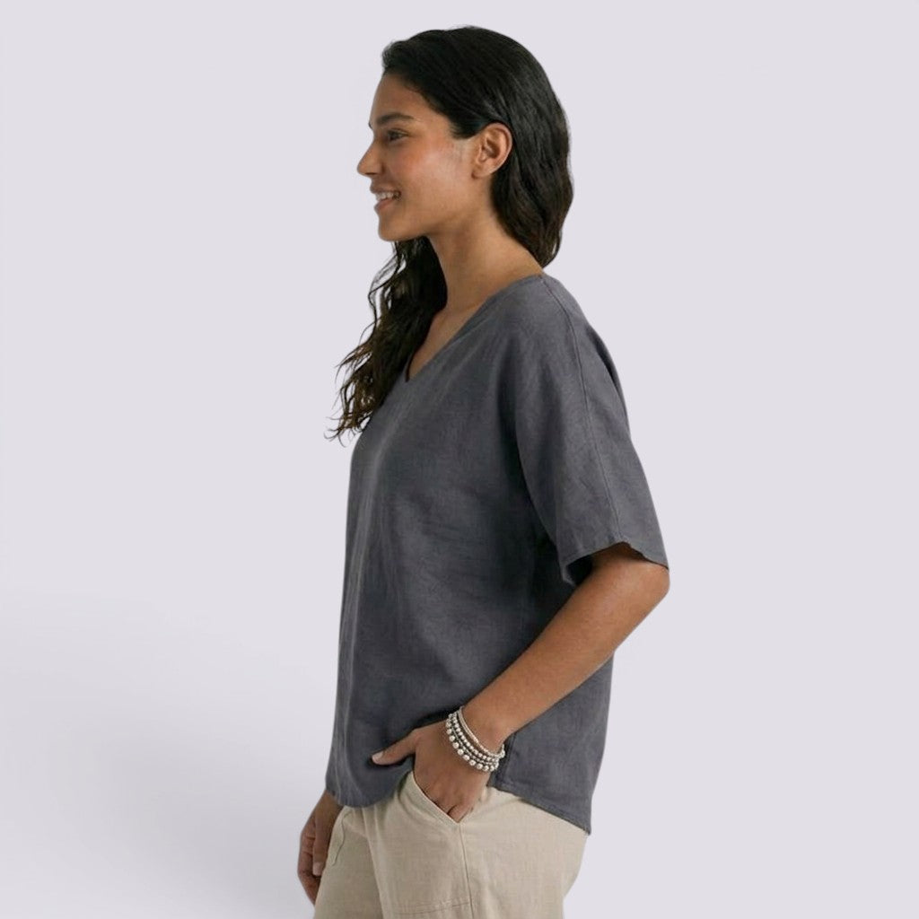 Camiseta Mujer Holgada Lino Verano
