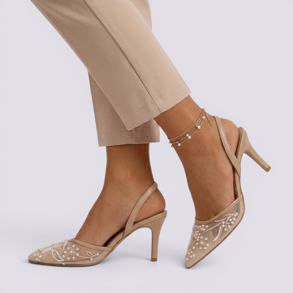 Sandalias Tacón Mujer Bordadas Eleganta