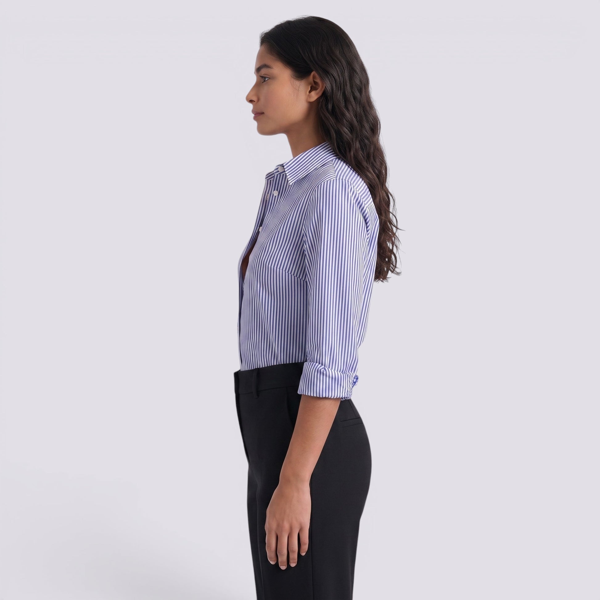 Camisa Mujer Rayas Manga Larga Elegante