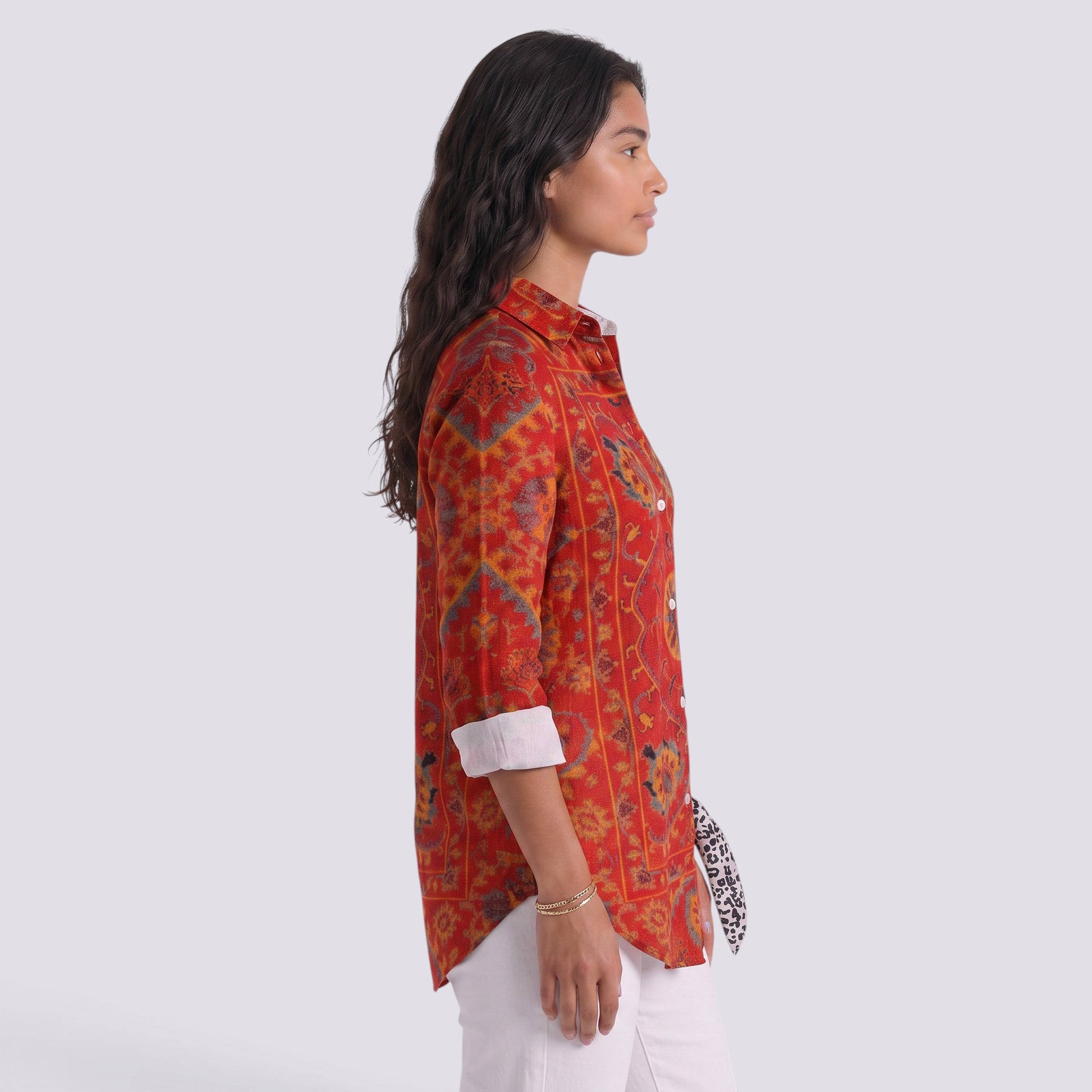 Camisa Mujer Holgada Botones Bicolor