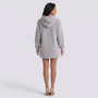 Sudadera borreguito de mujer con capucha y media cremallera color gris, vista trasera