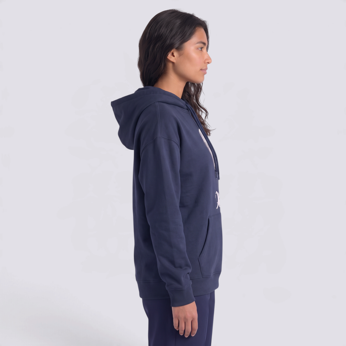 Sudadera Mujer con Capucha Estampado Astronauta Azul Marino - vista lateral