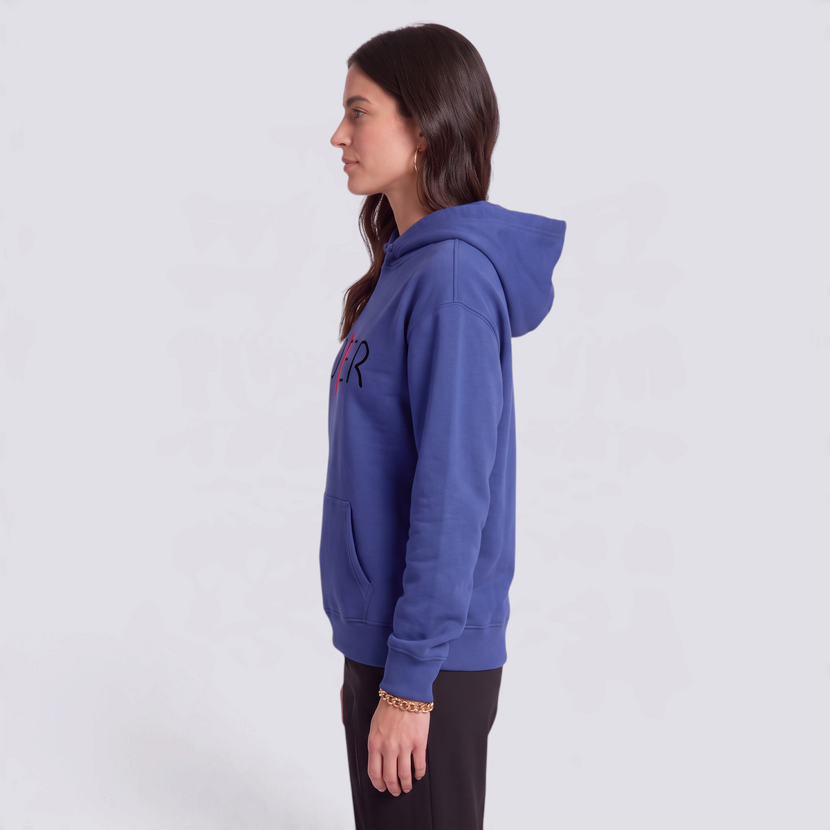 Sudadera Mujer con Capucha Estampado Letras Azul - vista lateral