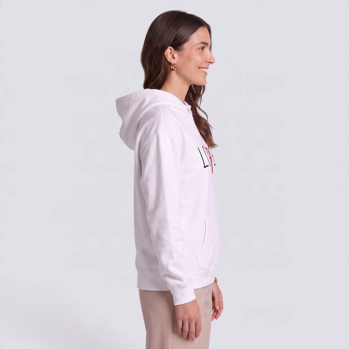 Sudadera Mujer con Capucha Estampado Letras Blanco - vista lateral