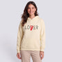 Sudadera Mujer con Capucha Estampado Letras Crema - vista frontal
