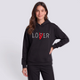 Sudadera Mujer con Capucha Estampado Letras Negro - vista frontal