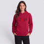 Sudadera Mujer con Capucha Estampado Letras Rojo - vista frontal