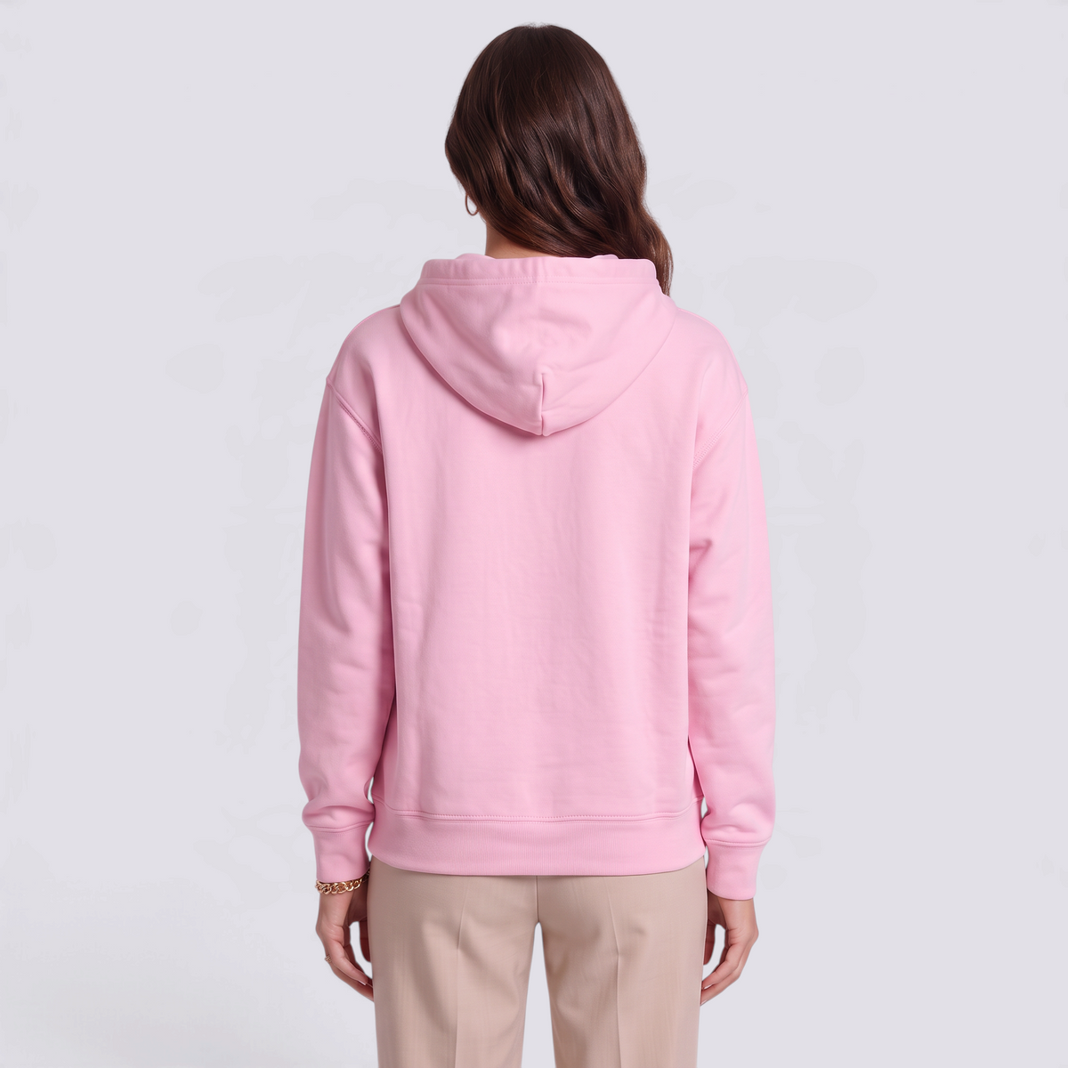 Sudadera Mujer con Capucha Estampado Letras Rosa - vista trasera