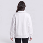 Sudadera mujer oversize con media cremallera y cuello solapa en color blanco, vista trasera