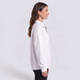 Sudadera mujer oversize con media cremallera y cuello solapa en color blanco, vista lateral