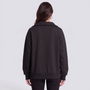 Sudadera mujer oversize con media cremallera y cuello solapa en color negro, vista trasera