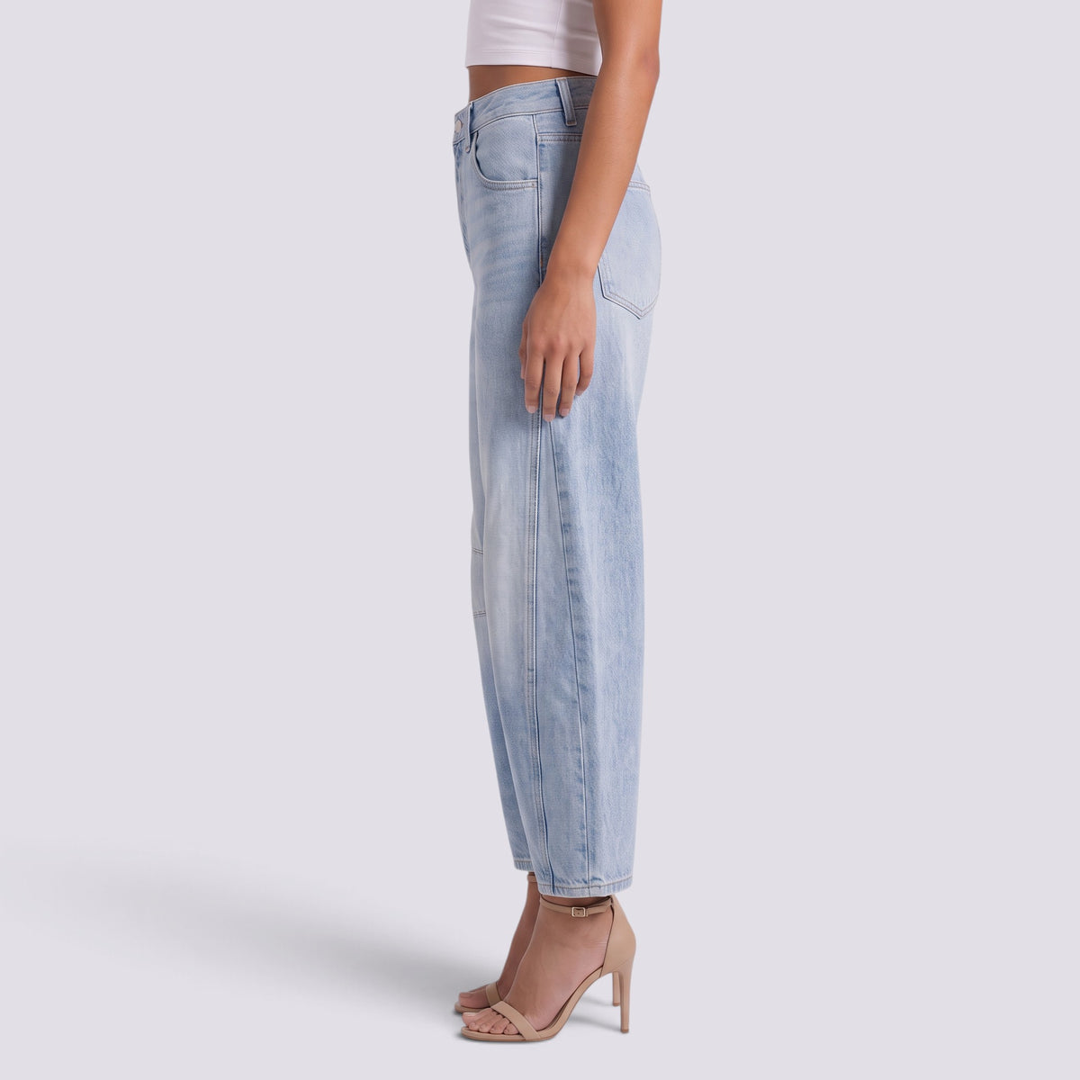 Pantalones Vaqueros Barrel de Tiro Medio Mujer
