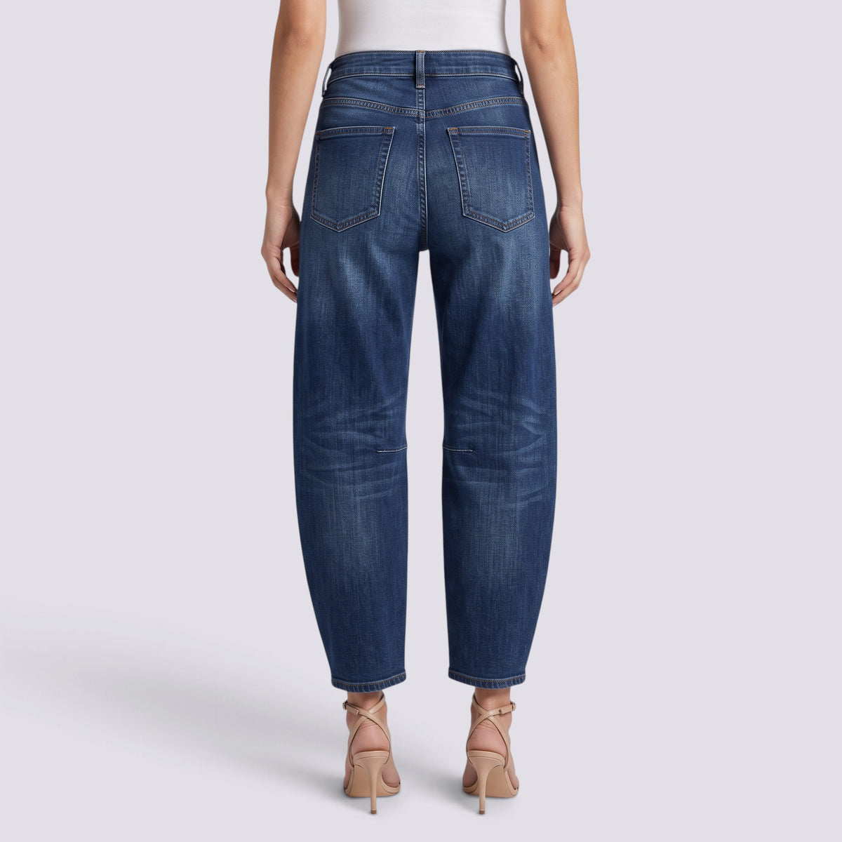 Pantalones Vaqueros Barrel de Tiro Medio Mujer