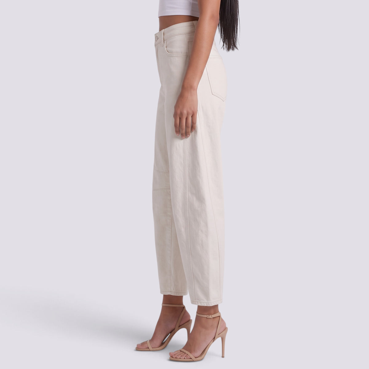 Pantalones Vaqueros Barrel de Tiro Medio Mujer