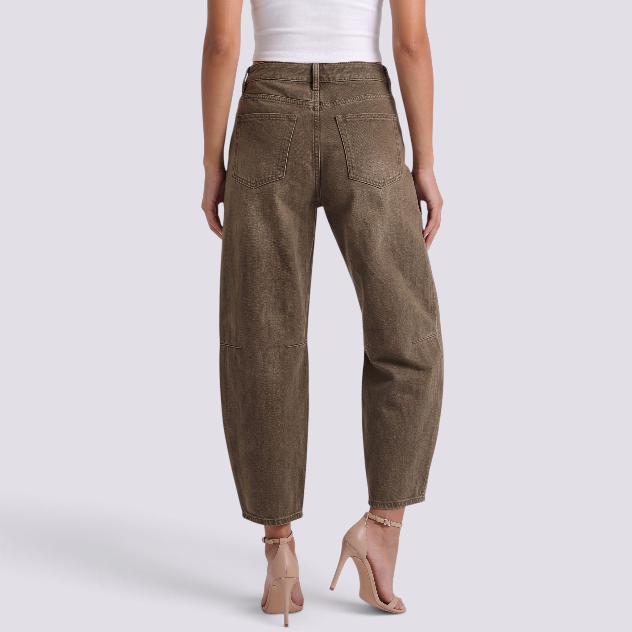 Pantalones Vaqueros Barrel de Tiro Medio Mujer