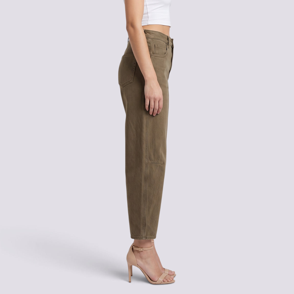 Pantalones Vaqueros Barrel de Tiro Medio Mujer