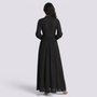 Vestido camisero largo mujer cuello mao con bolsillos en negro, vista trasera