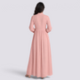 Vestido camisero largo mujer cuello mao con bolsillos en rosa, vista trasera
