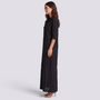Vestido camisero largo negro mujer, vista lateral