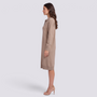 Vestido jersey de mujer con cuello polo y botones en beige, vista lateral