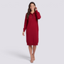 Vestido jersey de mujer con cuello polo y botones en rojo, vista frontal