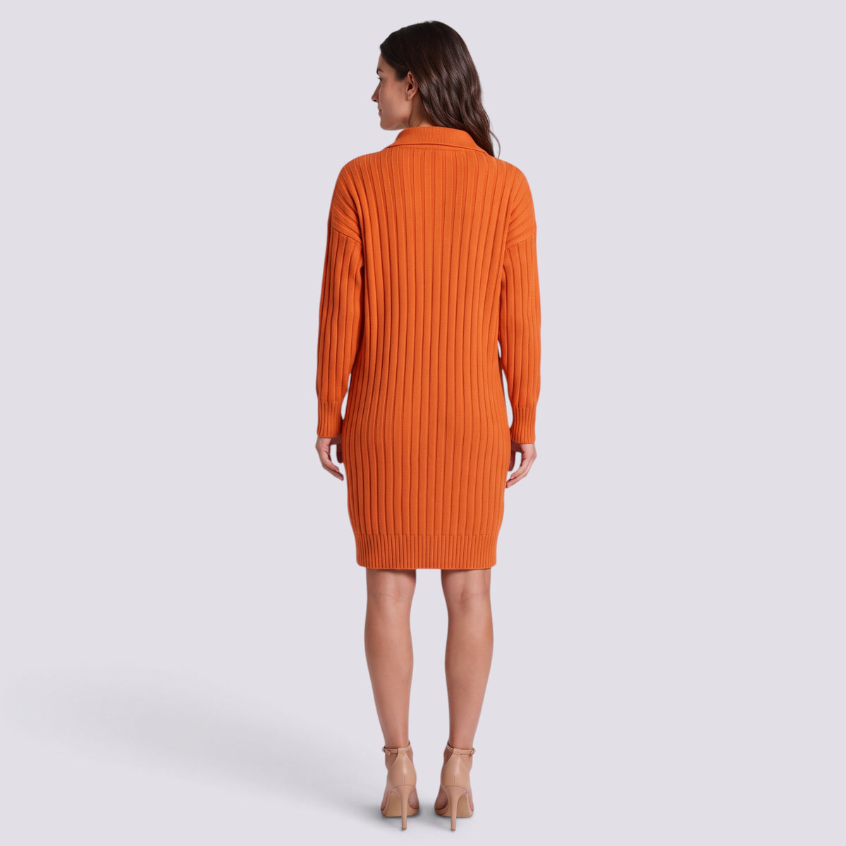 Vestido de Punto Mujer Cuello Alto con Botones