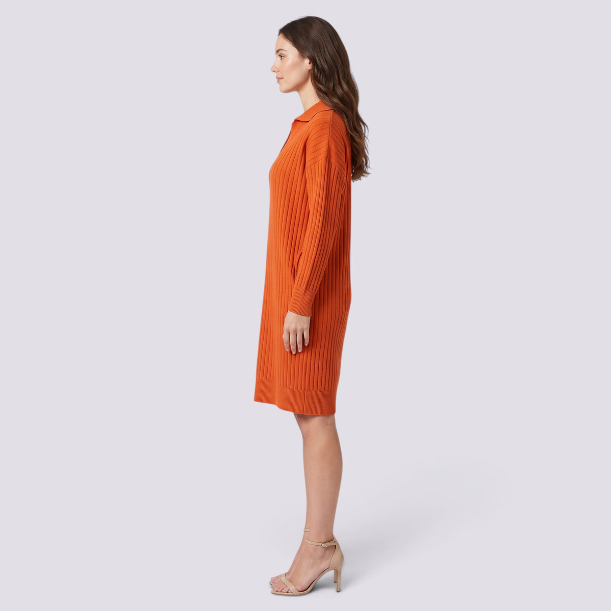 Vestido de Punto Mujer Cuello Alto con Botones