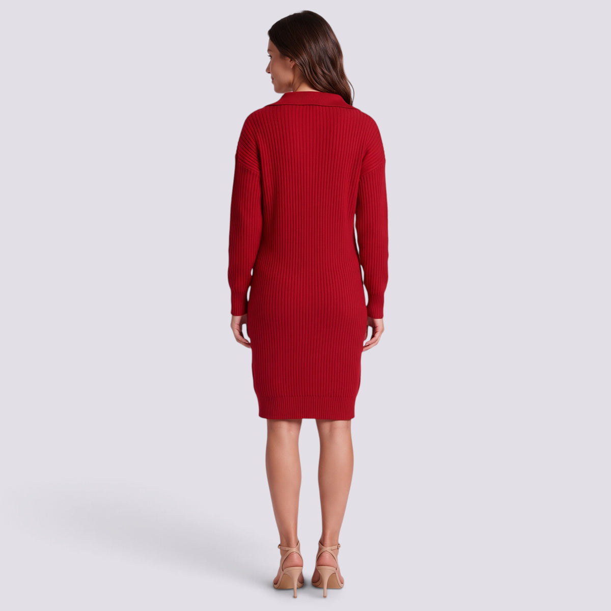 Vestido de Punto Mujer Cuello Alto con Botones