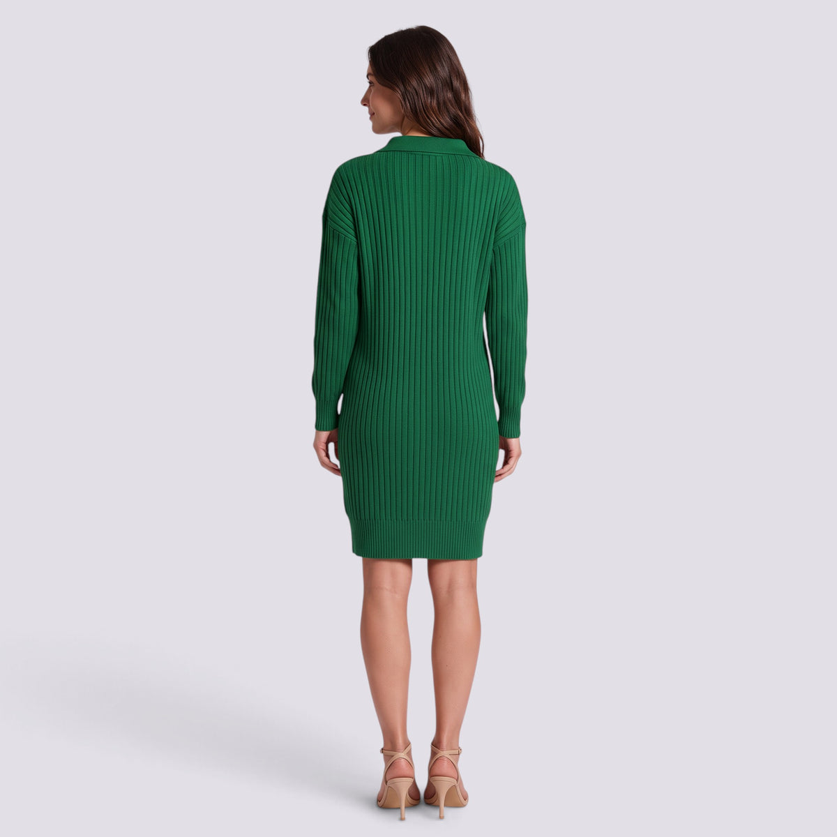 Vestido de Punto Mujer Cuello Alto con Botones