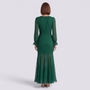 Vestido largo mujer gasa cruzado vuelo sirena Verde Oscuro vista trasera