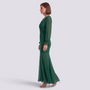 Vestido largo mujer gasa cruzado vuelo sirena Verde Oscuro vista lateral