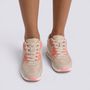Zapatillas deportivas mujer con cámara de aire en beige y naranja, vista frontal