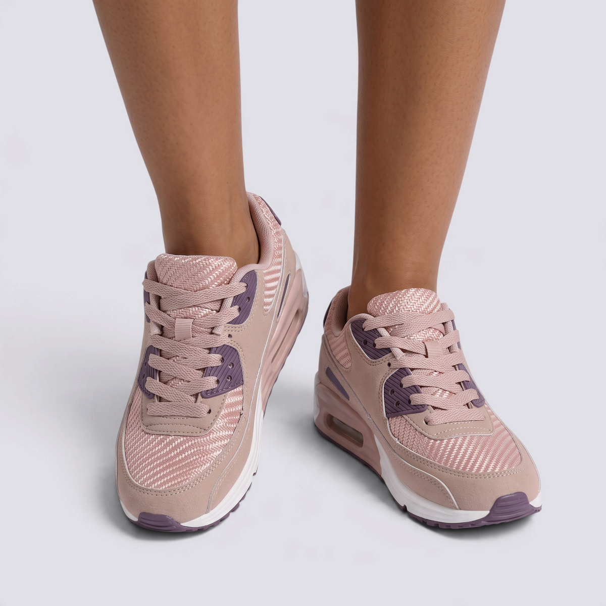 Zapatillas deportivas mujer con cámara de aire en rosa y púrpura, vista frontal