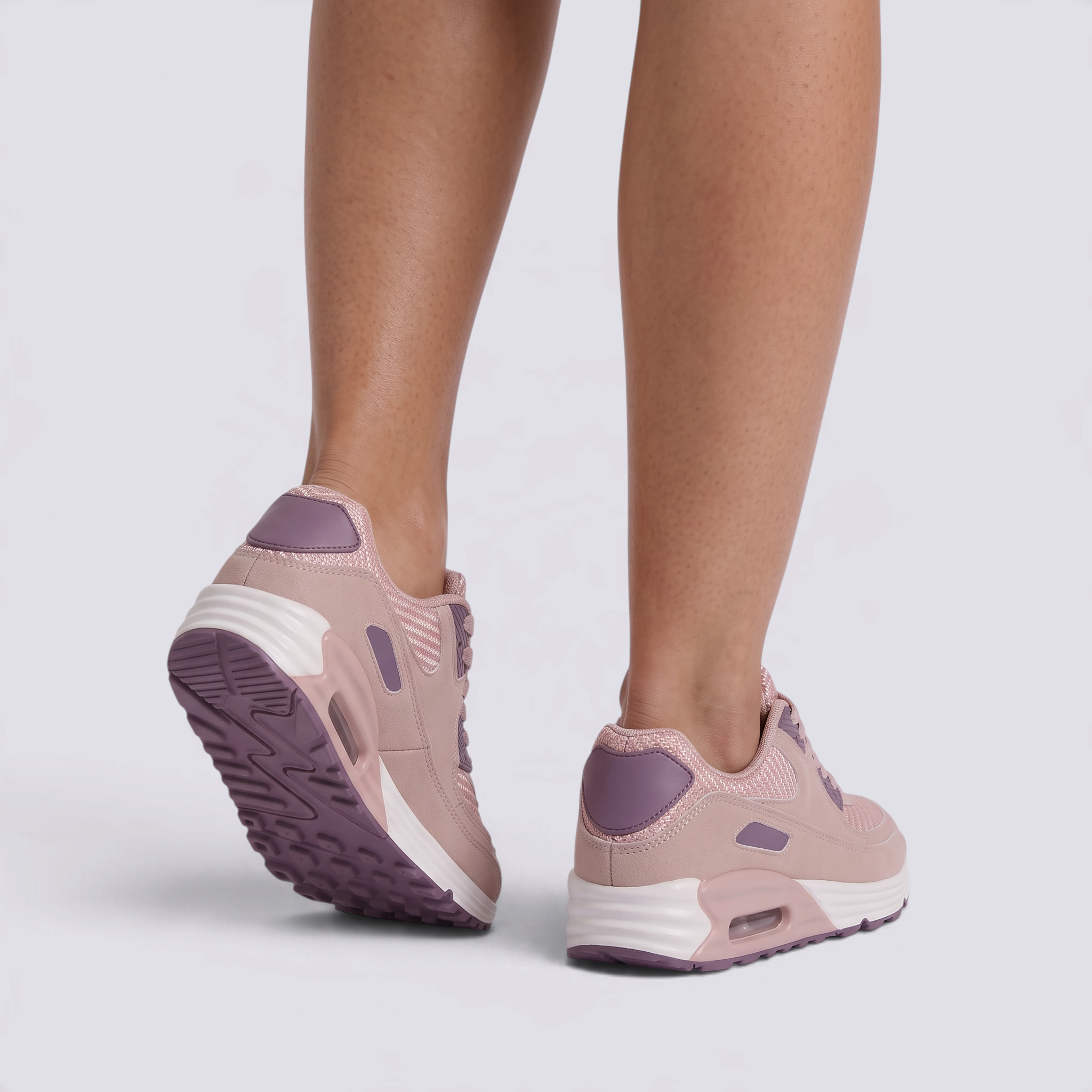 Zapatillas deportivas mujer con cámara de aire en rosa y púrpura, vista trasera