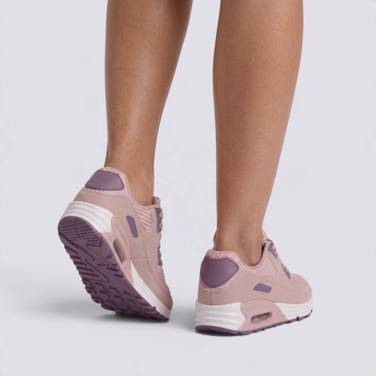 Zapatillas deportivas mujer con cámara de aire en rosa y púrpura, vista trasera