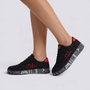Zapatillas de lona mujer con estampado de corazón en negro, vista lateral