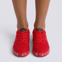 Zapatillas de lona mujer con estampado de corazón en rojo, vista frontal