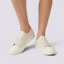 Zapatillas de Lona Mujer Suela Gruesa Blanco vista frontal