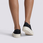 Zapatillas de Lona Mujer Suela Gruesa Negro vista trasera