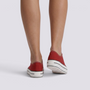 Zapatillas de Lona Mujer Suela Gruesa Rojo vista trasera