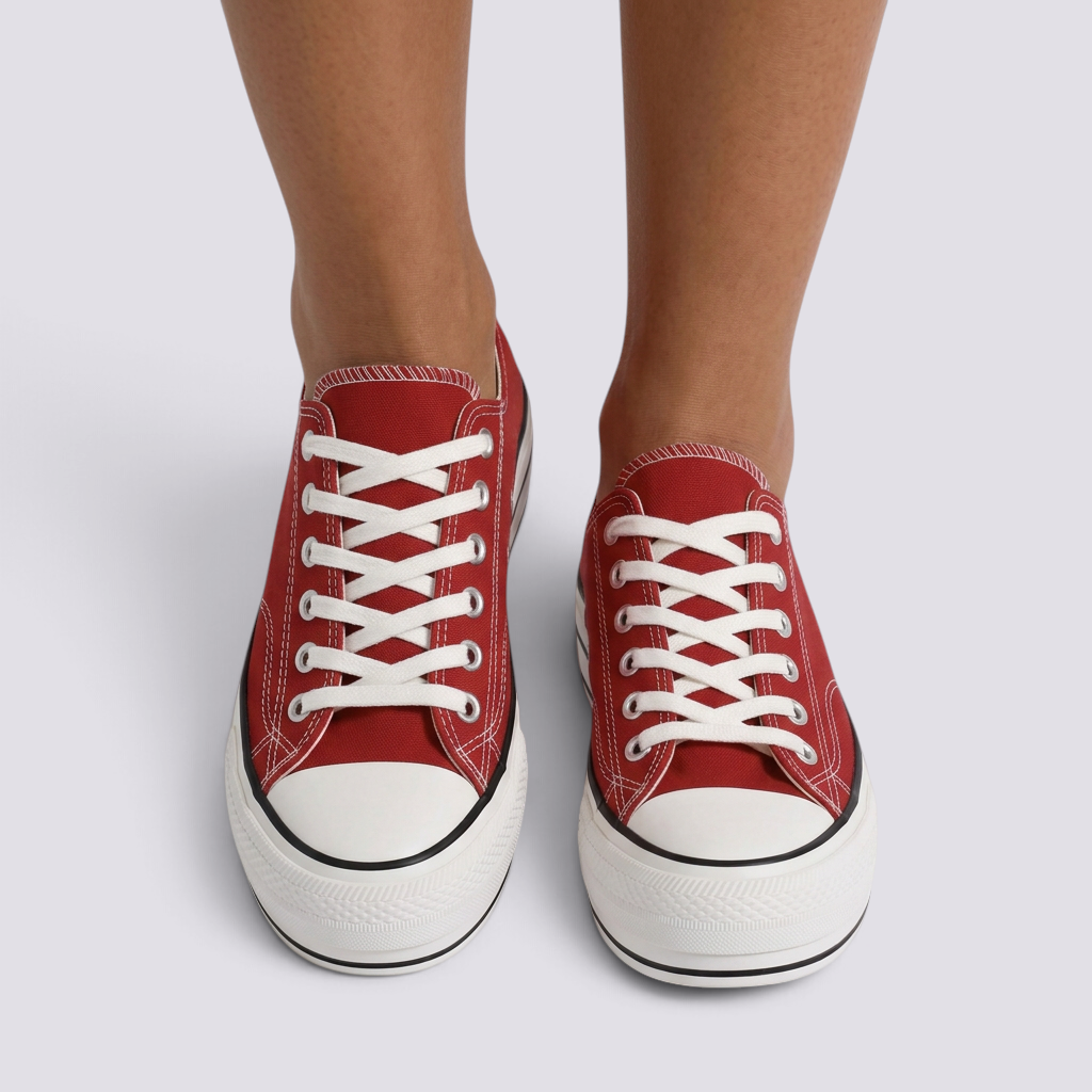 Zapatillas de Lona Mujer Suela Gruesa Rojo vista frontal