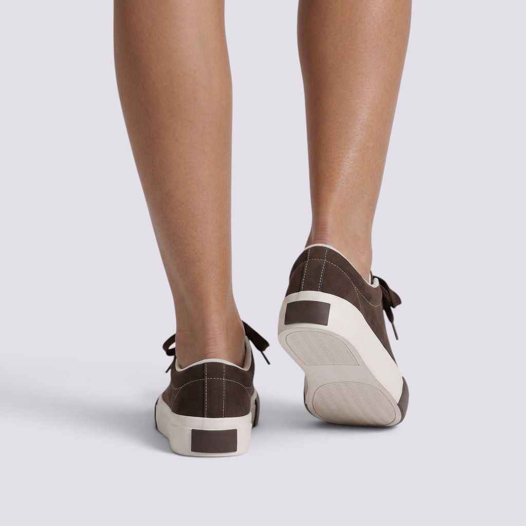 Zapatillas mujer efecto ante caqui vista trasera