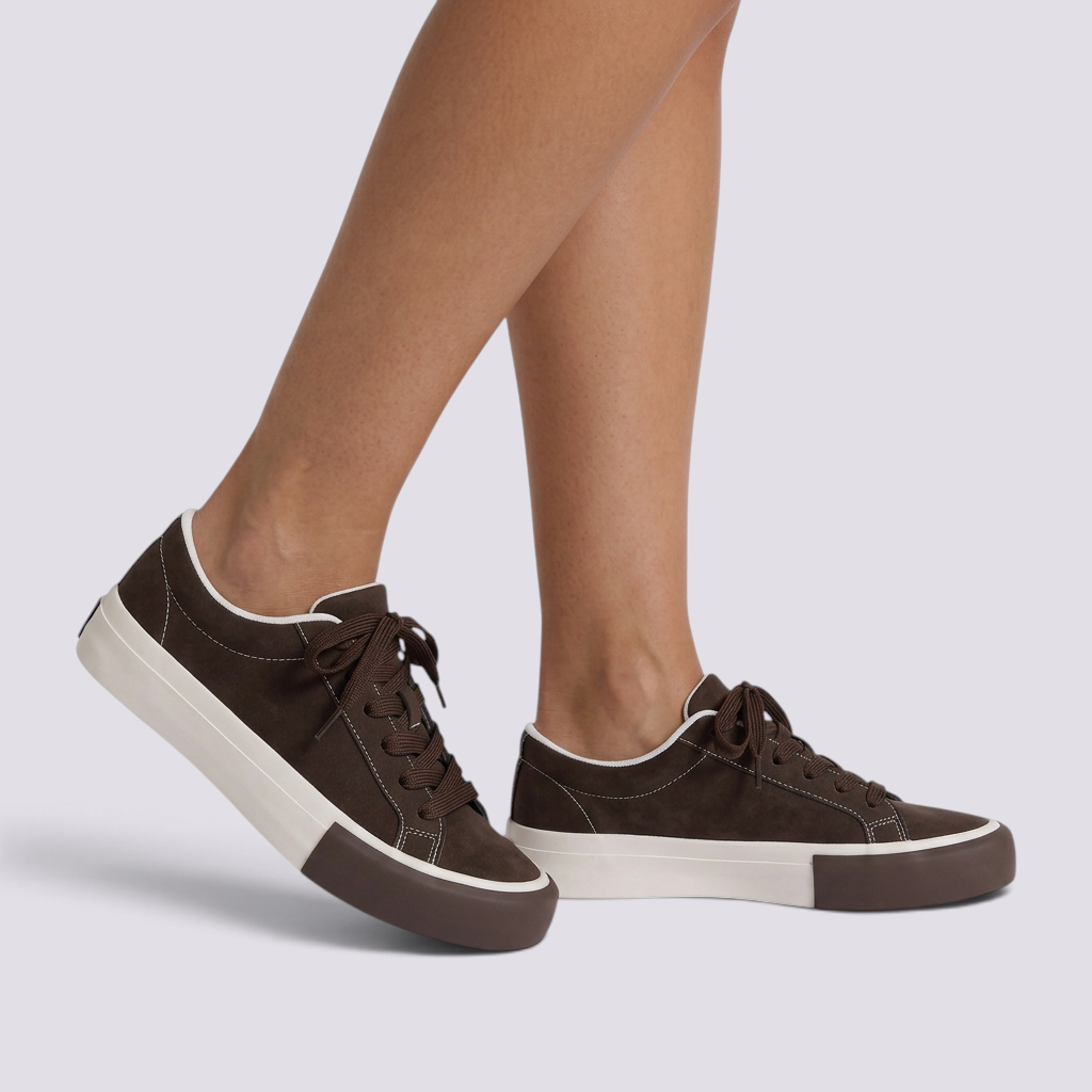 Zapatillas mujer efecto ante caqui vista lateral