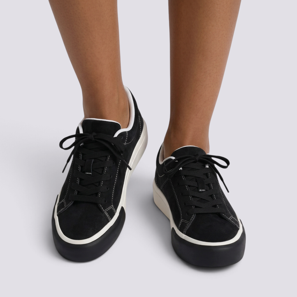 Zapatillas mujer efecto ante negro vista frontal