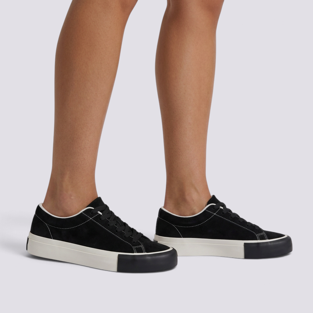 Zapatillas mujer efecto ante negro vista lateral