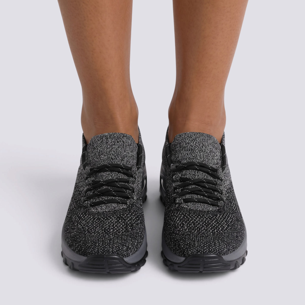 Zapatillas deportivas mujer plataforma tipo calcetín en gris, vista frontal