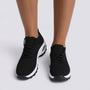 Zapatillas deportivas mujer plataforma tipo calcetín en negro y blanco, vista frontal