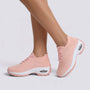 Zapatillas deportivas mujer plataforma tipo calcetín en rosa, vista lateral