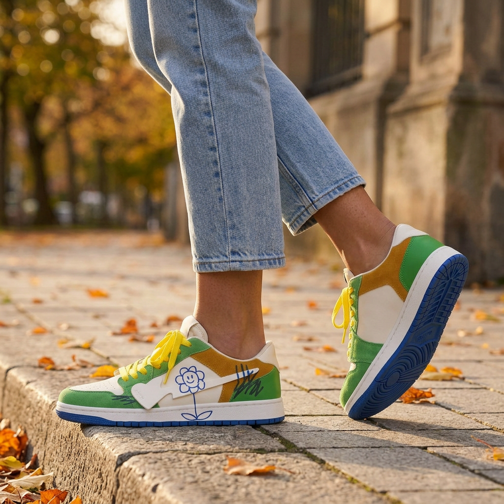 Zapatillas Unisex Bajas Diseño Grafiti - Verde - estilo de vida