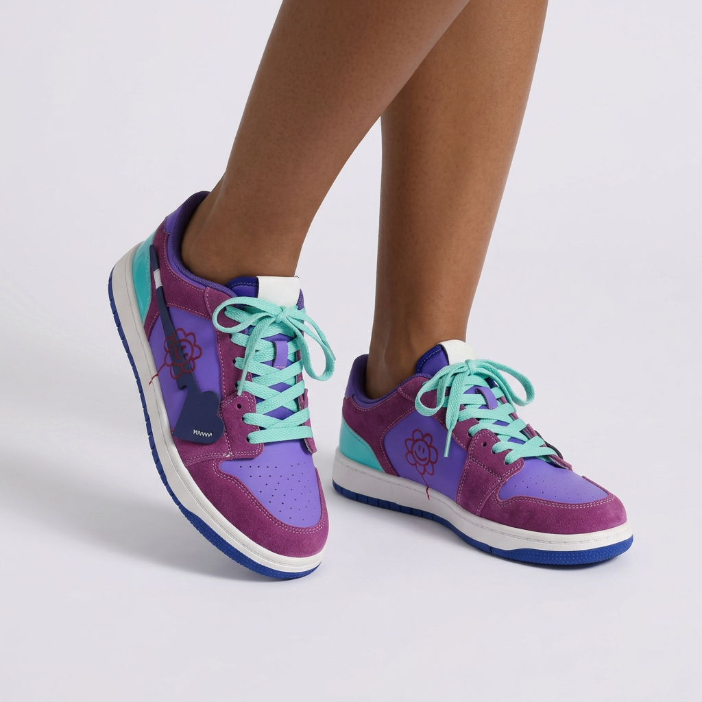 Zapatillas Unisex Bajas Diseño Grafiti - Púrpura - vista frontal